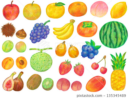 水果插畫套裝，油畫棒繪畫 135345489