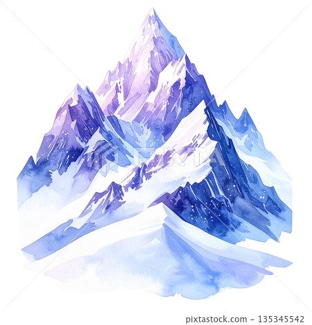 Lenormand "Mountain" A watercolor illustration of a mountain symbolizing trials and difficulties 1 / Material for flyers and posters 135345542