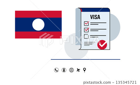 Laos Flag And Visa Checklist Document Travel Passport And Paperwork Concept. Laos Flag And Visa Checklist Document Travel Passport And Paperwork Concept. 135345721