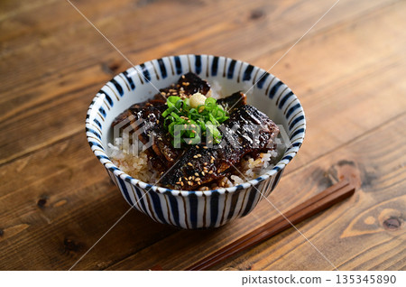 Grilled saury rice bowl Grilled saury rice bowl 135345890