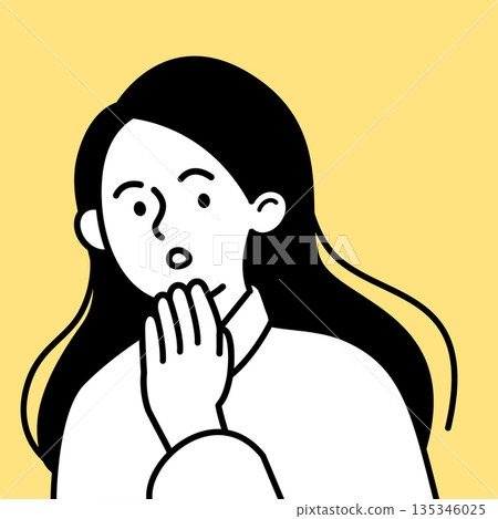 Illustration of a young woman thinking and worrying | Character material that gently expresses modern emotions Illustration of a young woman thinking and worrying | Character material that gently expresses modern emotions 135346025