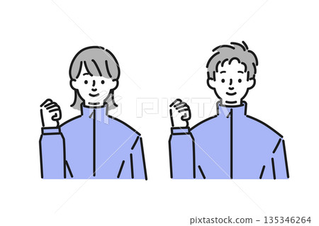 身穿球衣的男男女女揮拳慶祝 135346264