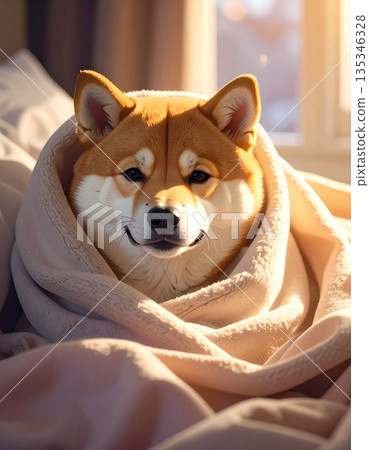 Illustration material of a relaxing Shiba Inu 135346328