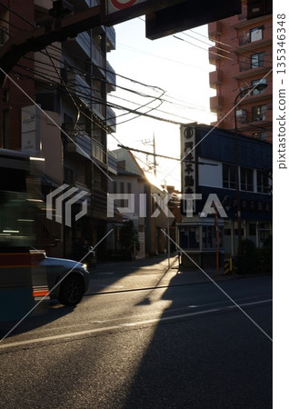 Main street at dusk 135346348
