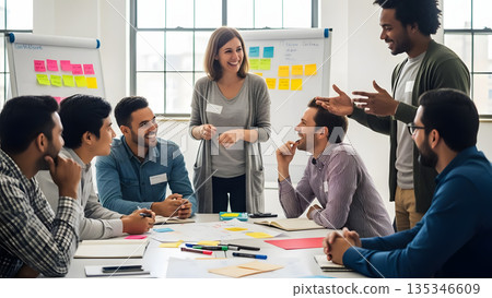 People Meeting for the First Time at a Workshop and Actively Communicating for Team Building 135346609