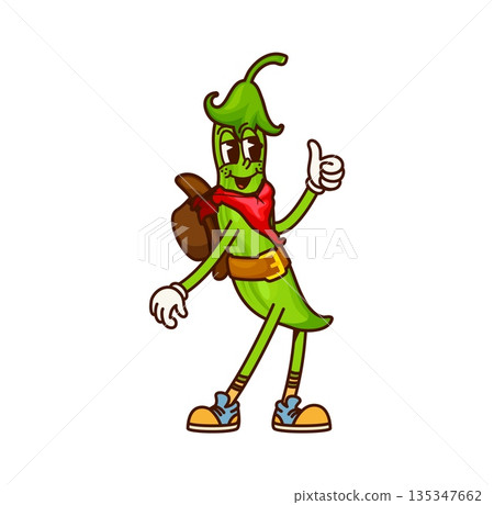 Cartoon groovy soy bean cowboy, sheriff or bandit vegetable character. Isolated vector green pod dressed as Western adventurer making thumbs up sign. Playful and lively wild west cowpuncher personage Cartoon groovy soy bean cowboy, sheriff or bandit vegetable character. Isolated vector green pod dressed as Western adventurer making thumbs up sign. Playful and lively wild west cowpuncher personage 135347662