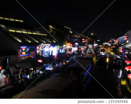 China, Suzhou, Shantang Street night view diorama style 135348566