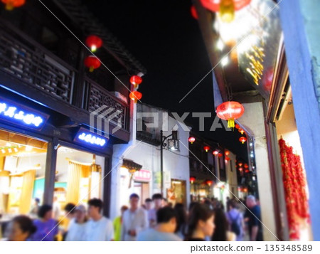 China, Suzhou, Shantang Street night view diorama style 135348589