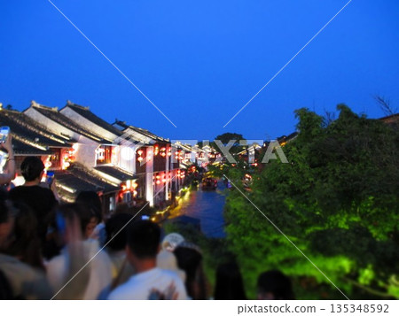 China, Suzhou, Shantang Street night view diorama style 135348592