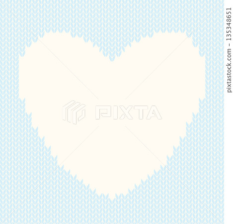 Light blue heart knitting pattern illustration, ivory background, outer knit type Light blue heart knitting pattern illustration, ivory background, outer knit type 135348651