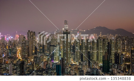 Jan 9 2026 Twilight View of Apartments in Sham Shui Po Hong Kong 135348838