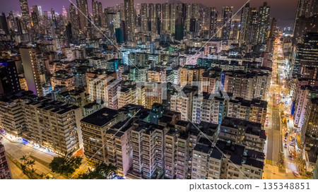Jan 9 2026 Sham Shui Po Residential Area with Mong Kok Skyline Backdrop 135348851