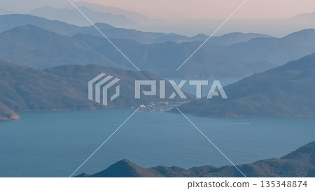 Serene Coastal Mountain Range Over Kau Sai Wan 135348874