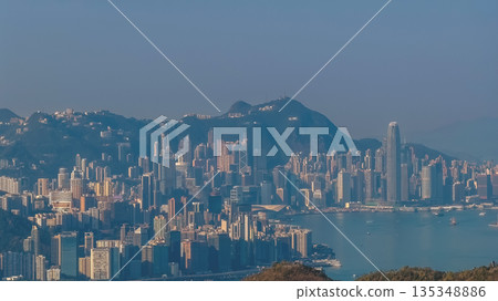Jan 11 2022 Stunning Victoria Harbour Skyline View at Sunset Hong Kong Jan 11 2022 Stunning Victoria Harbour Skyline View at Sunset Hong Kong 135348886