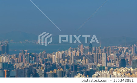 Jan 11 2022 Buildings And Distant Mountain Range In Background, Kowloon 135348891