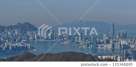 Jan 11 2022 Stunning Victoria Harbour Skyline View at Sunset Hong Kong Jan 11 2022 Stunning Victoria Harbour Skyline View at Sunset Hong Kong 135348895