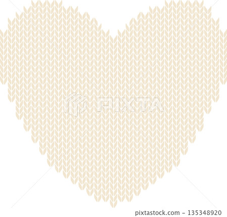 Beige heart knitting pattern illustration 135348920