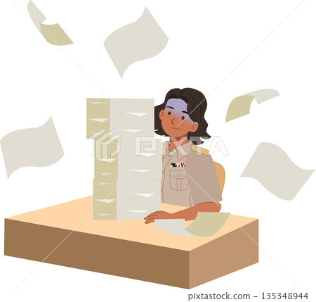civil servant facing paperwork overload in public sector office illustration civil servant facing paperwork overload in public sector office illustration 135348944