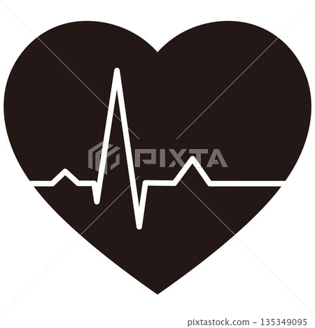 Heart symbol and electrocardiogram illustration (black) Heart symbol and electrocardiogram illustration (black) 135349095