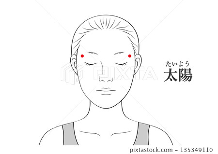 Illustration material of the sun's pressure point Illustration material of the sun's pressure point 135349110