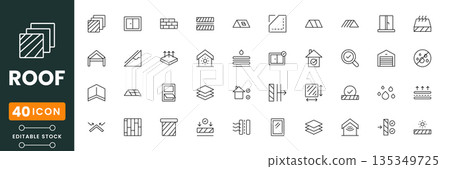 Roof icon set, house roof construction symbols, home building and real estate icons, modern flat vector illustrations for web Roof icon set, house roof construction symbols, home building and real estate icons, modern flat vector illustrations for web 135349725