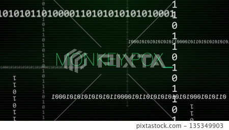 Displaying green MONKEY POX_ terminal text on black grid interface, with binary code lines 135349903