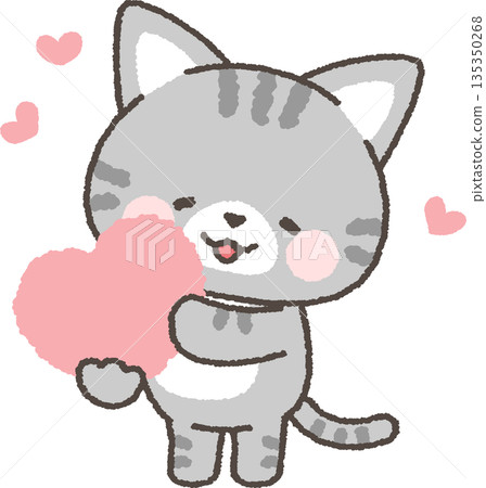 Mackerel tabby cat with a heart 135350268