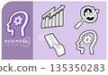 Set of outlined icons business intelligence, financial analysis and strategic thinking. Elements include brainstorming, strategy, market growth, data analysis and digital payment. Vector illustration. 135350283