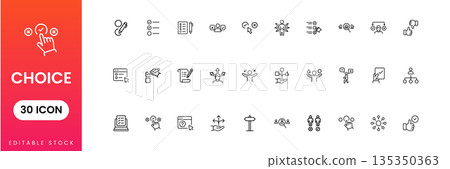 Choice icon set decision selection option checklist voting UI flat vector modern minimal design 135350363
