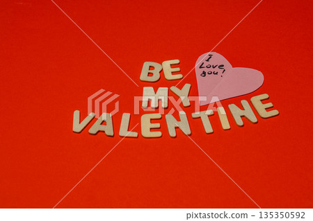 Handmade message with letters and heart for Valentine's Day Handmade message with letters and heart for Valentine's Day 135350592