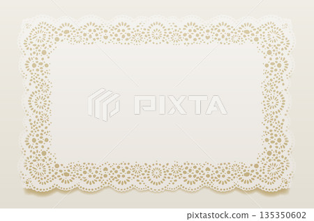 白色蕾絲紙長方形相框，復古裝飾相框 135350602