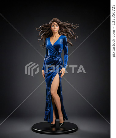 Female figure in a long slit dress 135350725