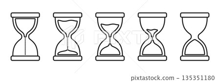 Hourglass icon in flat style. Sandglass vector illustration on isolated background. Sand clock sign business concept. Hourglass icon in flat style. Sandglass vector illustration on isolated background. Sand clock sign business concept. 135351180