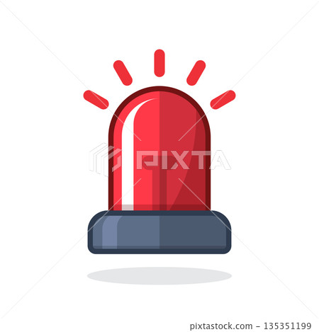 Alarm siren icon in flat style. Emergency lamp vector illustration on isolated background. Ambulance and police light bulb sign business concept. Alarm siren icon in flat style. Emergency lamp vector illustration on isolated background. Ambulance and police light bulb sign business concept. 135351199