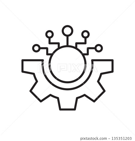 AI tech icon in flat style. Digital transformation vector illustration on isolated background. Cogwheel framework sign business concept. AI tech icon in flat style. Digital transformation vector illustration on isolated background. Cogwheel framework sign business concept. 135351203