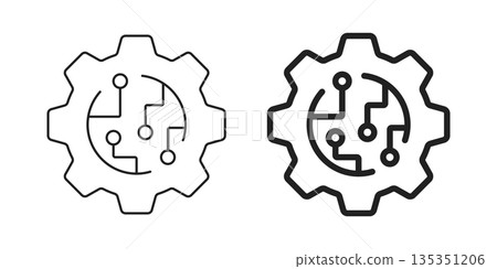 AI tech icon in flat style. Digital transformation vector illustration on isolated background. Cogwheel framework sign business concept. 135351206