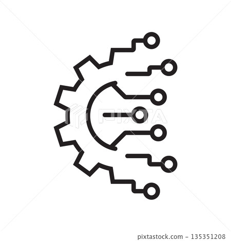 AI tech icon in flat style. Digital transformation vector illustration on isolated background. Cogwheel framework sign business concept. AI tech icon in flat style. Digital transformation vector illustration on isolated background. Cogwheel framework sign business concept. 135351208