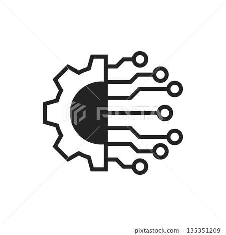 AI tech icon in flat style. Digital transformation vector illustration on isolated background. Cogwheel framework sign business concept. AI tech icon in flat style. Digital transformation vector illustration on isolated background. Cogwheel framework sign business concept. 135351209
