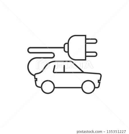 Electric car icon in flat style. Electro auto vector illustration on white isolated background. Ecology transport business concept. Electric car icon in flat style. Electro auto vector illustration on white isolated background. Ecology transport business concept. 135351227