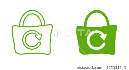 Eco bag icon in flat style. Ecobag vector illustration on white isolated background. Reusable shopper sign business concept. 135351243