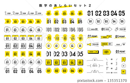 數位裝飾設計套裝,裝飾數字圖標,向量素材 數位裝飾設計套裝,裝飾數字圖標,向量素材 135351370
