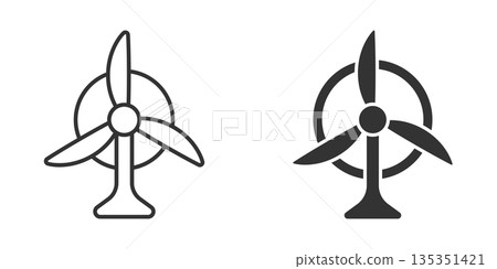 Wind power plant icon in flat style. Turbine vector illustration on white isolated background. Air energy sign business concept. Wind power plant icon in flat style. Turbine vector illustration on white isolated background. Air energy sign business concept. 135351421