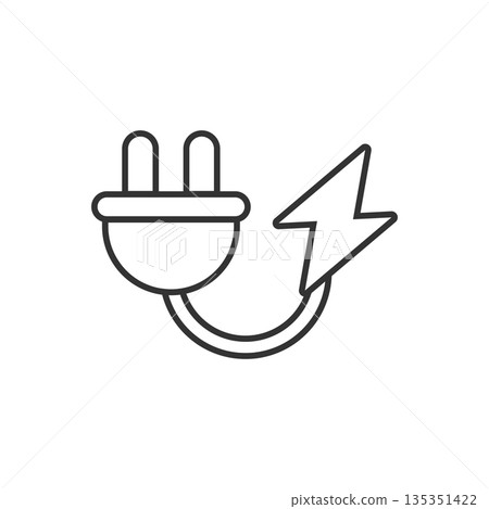 Electric plug icon in flat style. Power adapter vector illustration on white isolated background. Electrician sign business concept. Electric plug icon in flat style. Power adapter vector illustration on white isolated background. Electrician sign business concept. 135351422