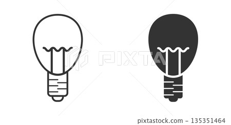 Light bulb icon in flat style. Lightbulb vector illustration on white isolated background. Energy lamp sign business concept. 135351464