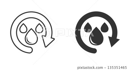 Water drop icon in flat style. Blob recycle vector illustration on white isolated background. Ecology sign business concept. 135351465