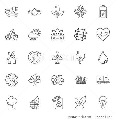 Eco environment icons set in flat style. Ecology vector illustration on white isolated background. Bio emblem sign business concept. 135351468