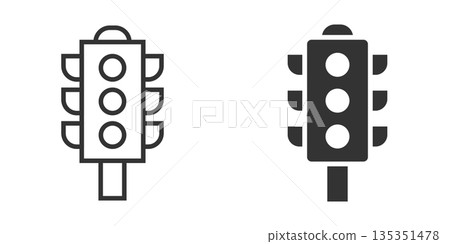 Semaphore icon in flat style. Traffic light vector illustration on white isolated background. Crossroads business concept. 135351478
