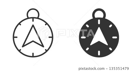 Compass icon in flat style. Navigation equipment vector illustration on white isolated background. Journey direction business concept. 135351479