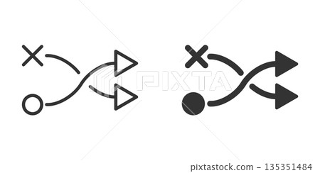 Crossroad icon in flat style. Road direction navigation vector illustration on white isolated background. Locate pin position business concept. Crossroad icon in flat style. Road direction navigation vector illustration on white isolated background. Locate pin position business concept. 135351484
