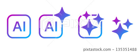 Artificial intelligence icon in flat style. AI generate vector illustration on isolated background. Prompt algorithm sign business concept. 135351488